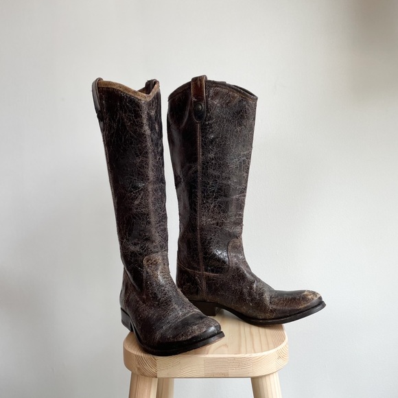 Frye Melissa Distressed Riding Boots - Picture 2 of 6